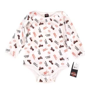 Harley Davidson white print longsleeve onsie NWT 24m
